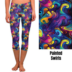 Painted Swirls Full Leggings and Capris with Pockets