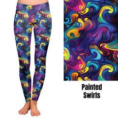 Painted Swirls Full Leggings and Capris with Pockets