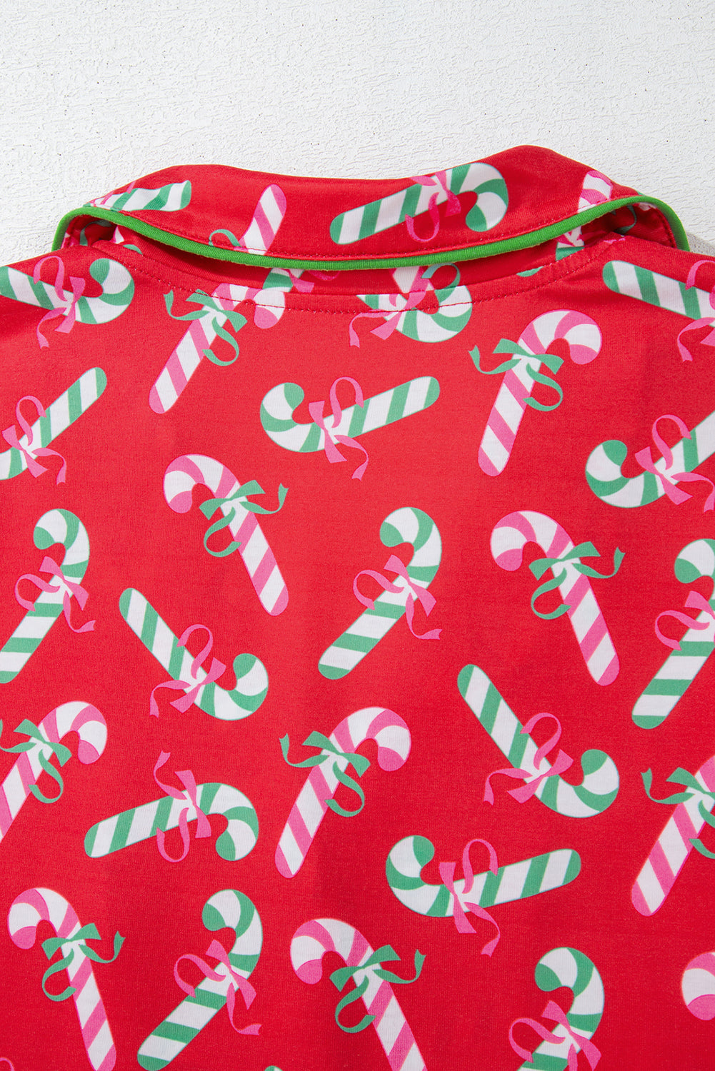 Pink Christmas Candy Cane Print Knotted Pajama Set