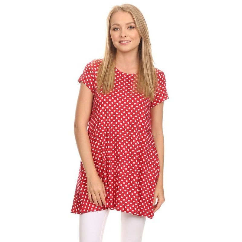 Polka dot print short sleeve relaxed fit tunic