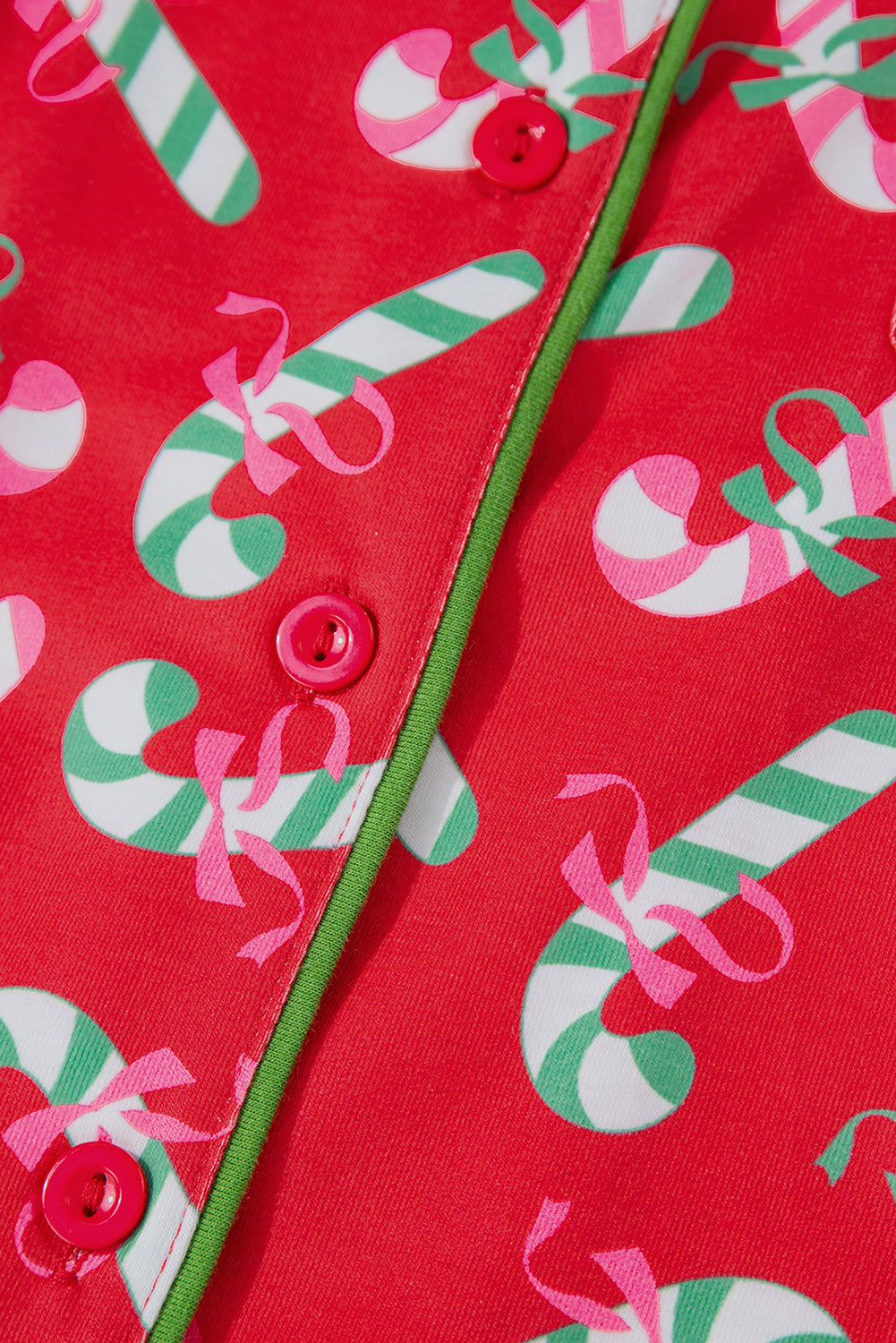 Pink Christmas Candy Cane Print Knotted Pajama Set