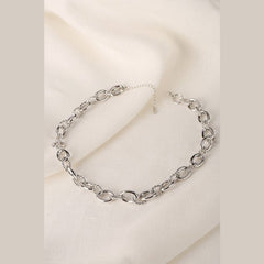 Bold Thick Silver Tone Chain Necklace