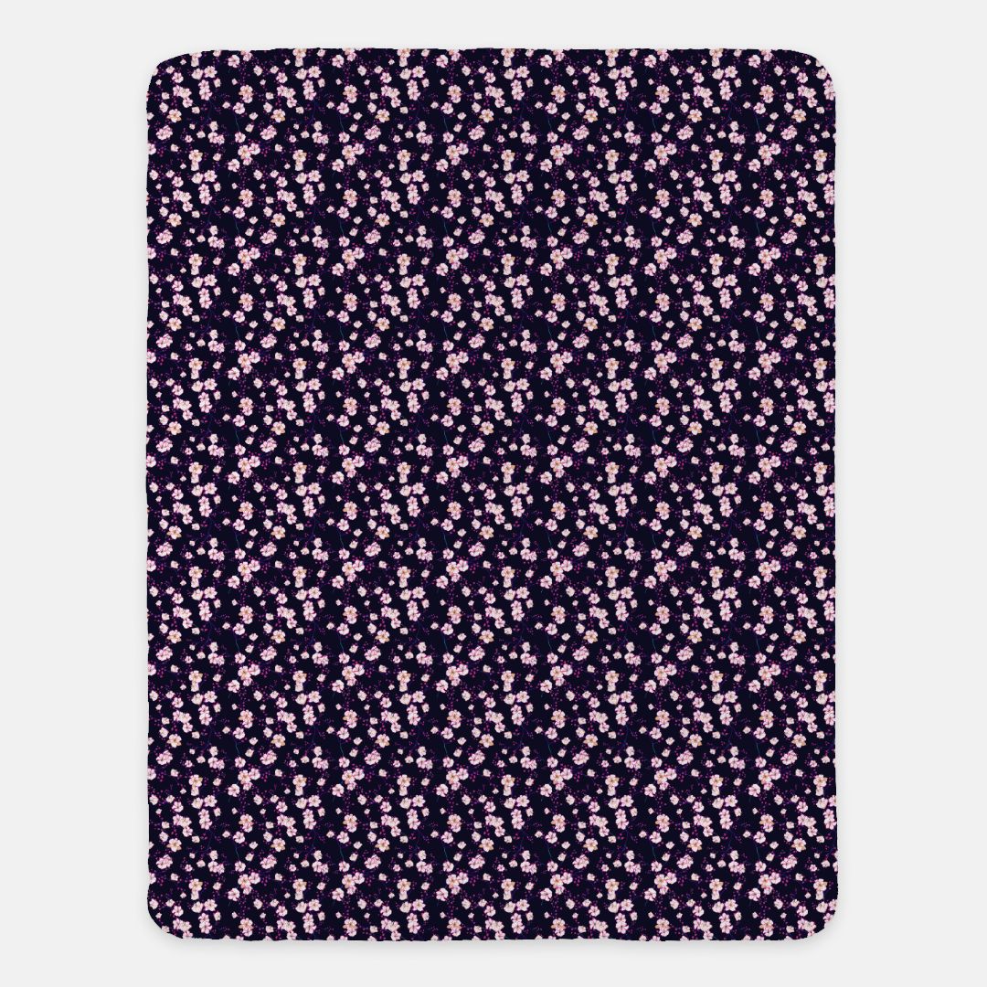 Cherry Blossom Minky Blanket 60" x 80"(SAND)