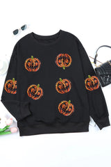 Sequin Black Pumpkin Sweatshirt