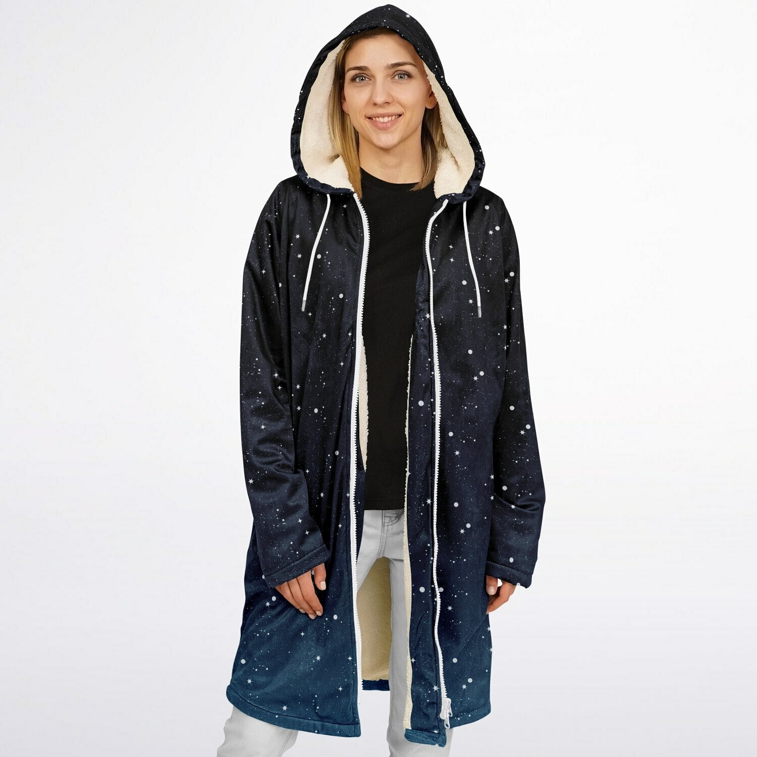 Outer Space Ombre Zipper Cloak -Black or White Lining