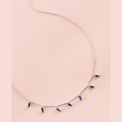 Sapphire Gemstones on Sterling Silver  Necklace