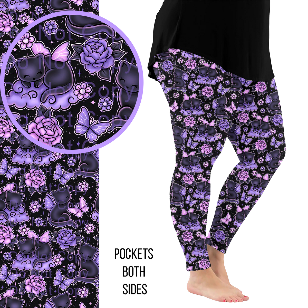 Celestial Kitty Garden Leggings with Pockets
