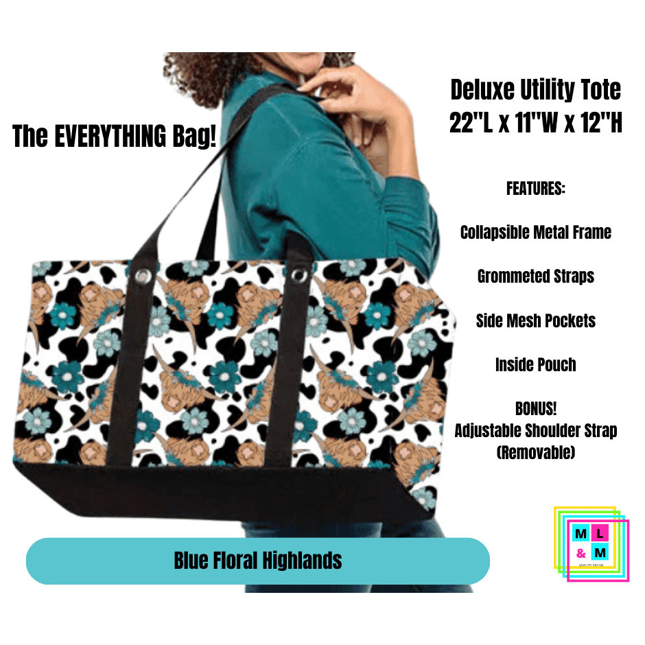 Blue Floral Highland Collapsible Tote