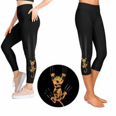 Patchwork Paws Tortoiseshell Scratch Kitty Leggings- Full Length or Capri  Pockets