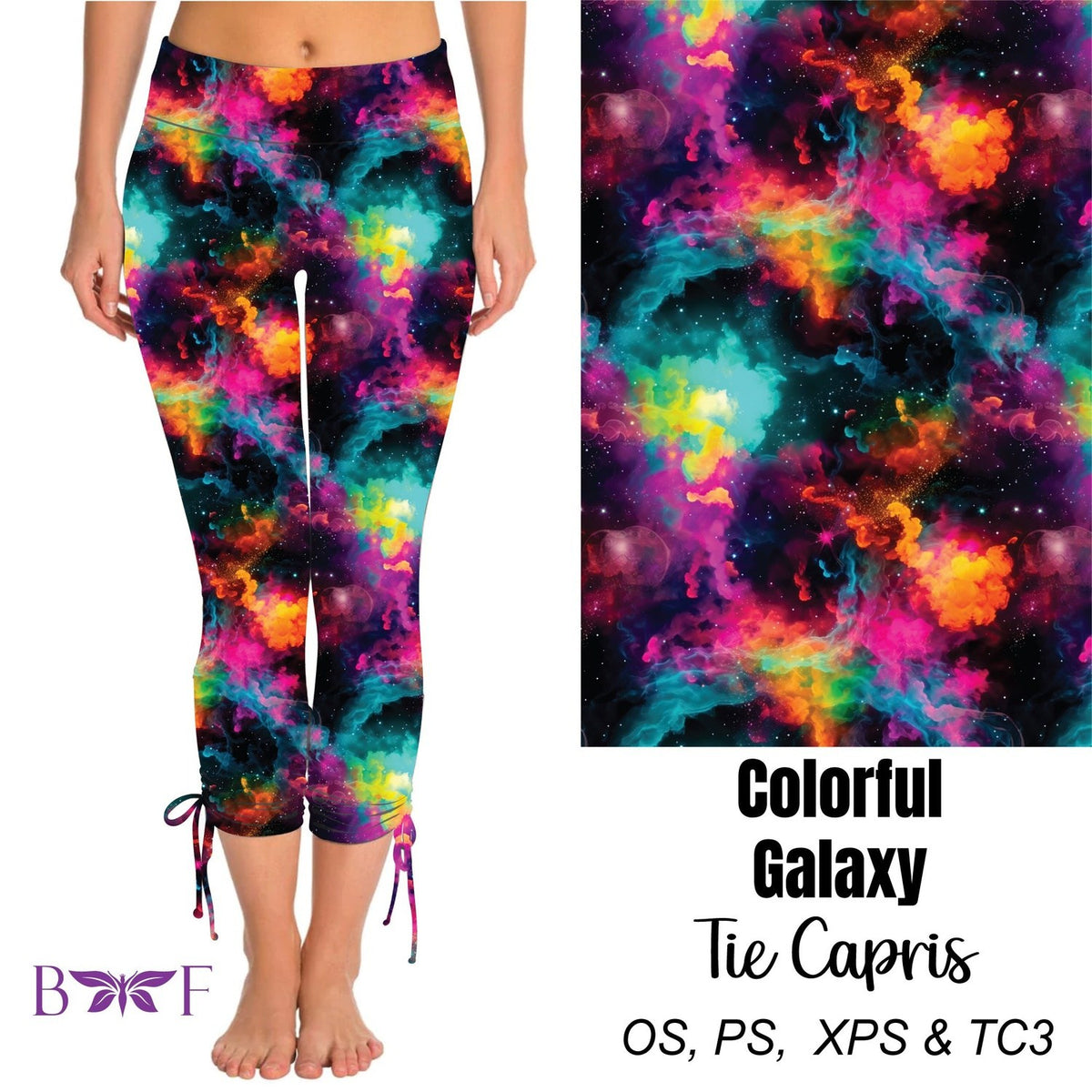 Colorful Galaxy Side Tie Capris