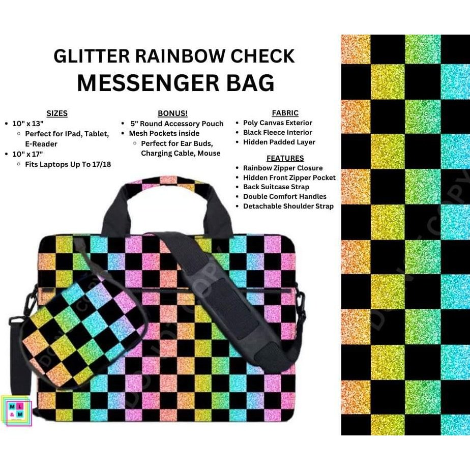 Glitter Rainbow Check Messenger Bag