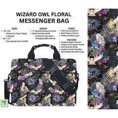 Wizard Owl Floral Messenger Bag
