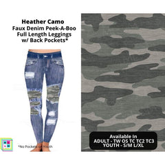 Heather Camo Faux Denim Full Length Peekaboo Leggings