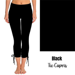 Black side tie capris available with pockets