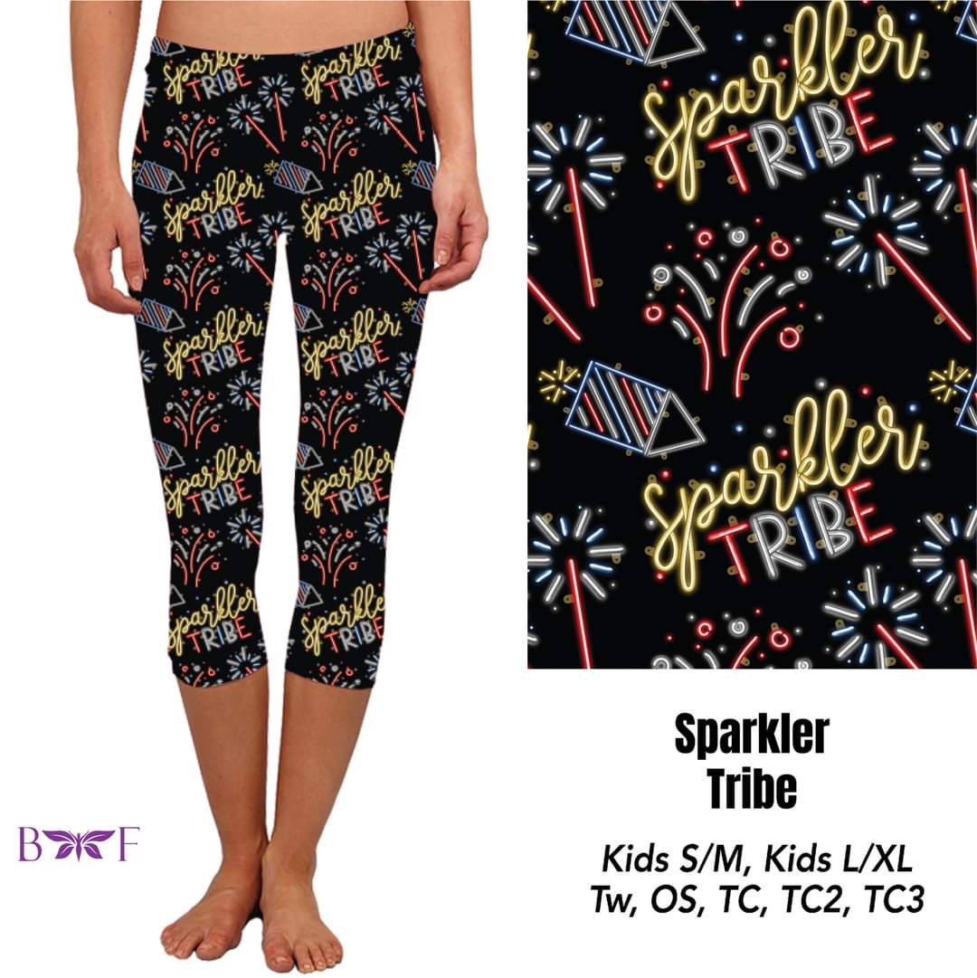 Sparkler Tribe Capri Leggings Pockets