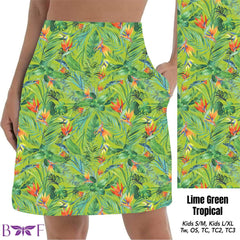 Lime green tropical skort with Pockets