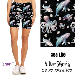 Deep Water Sea Life with Pockets - Capri and Biker Shorts