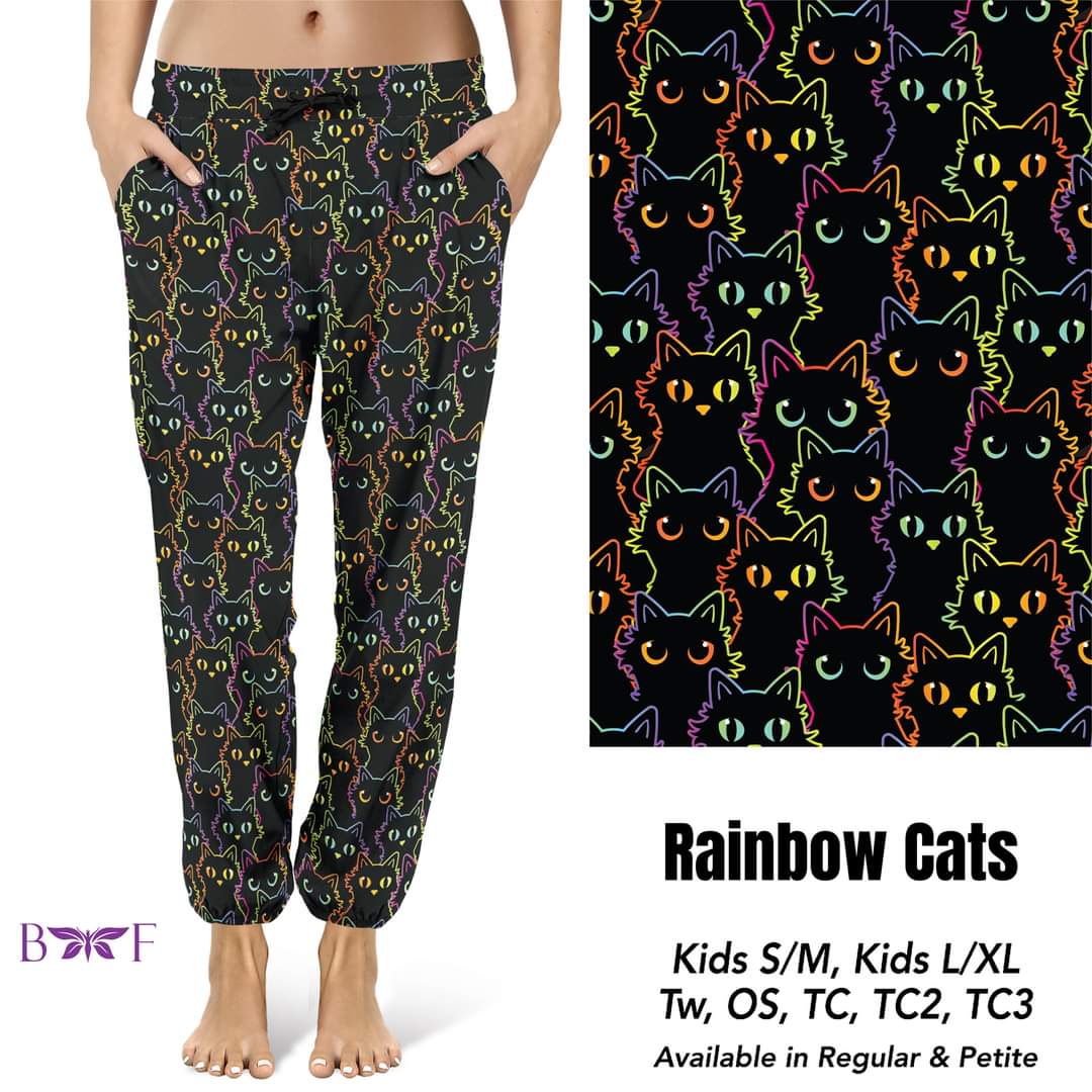 Neon Rainbow Cat Leggings  Full,Capris, and Biker Shorts Length
