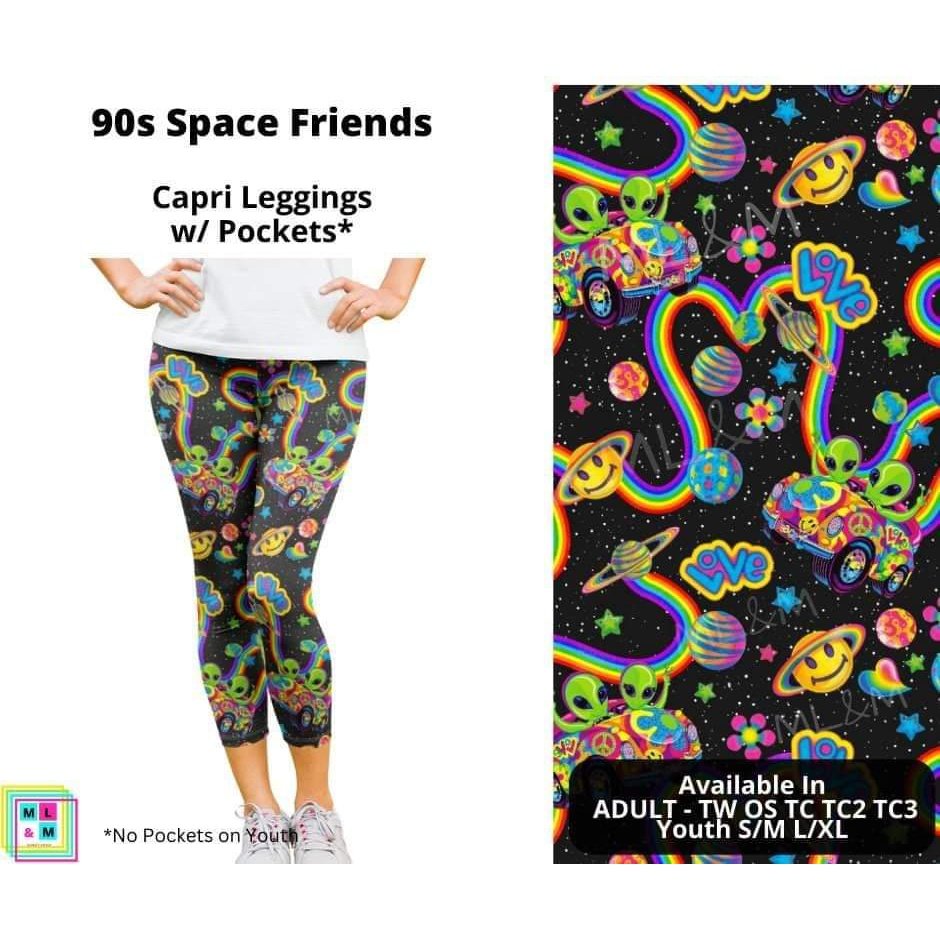 Hippy Rainbow Space Friends Capri Length with Pockets
