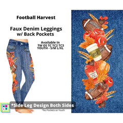 Football Harvest Full Length Faux Denim w/ Side Leg Designs