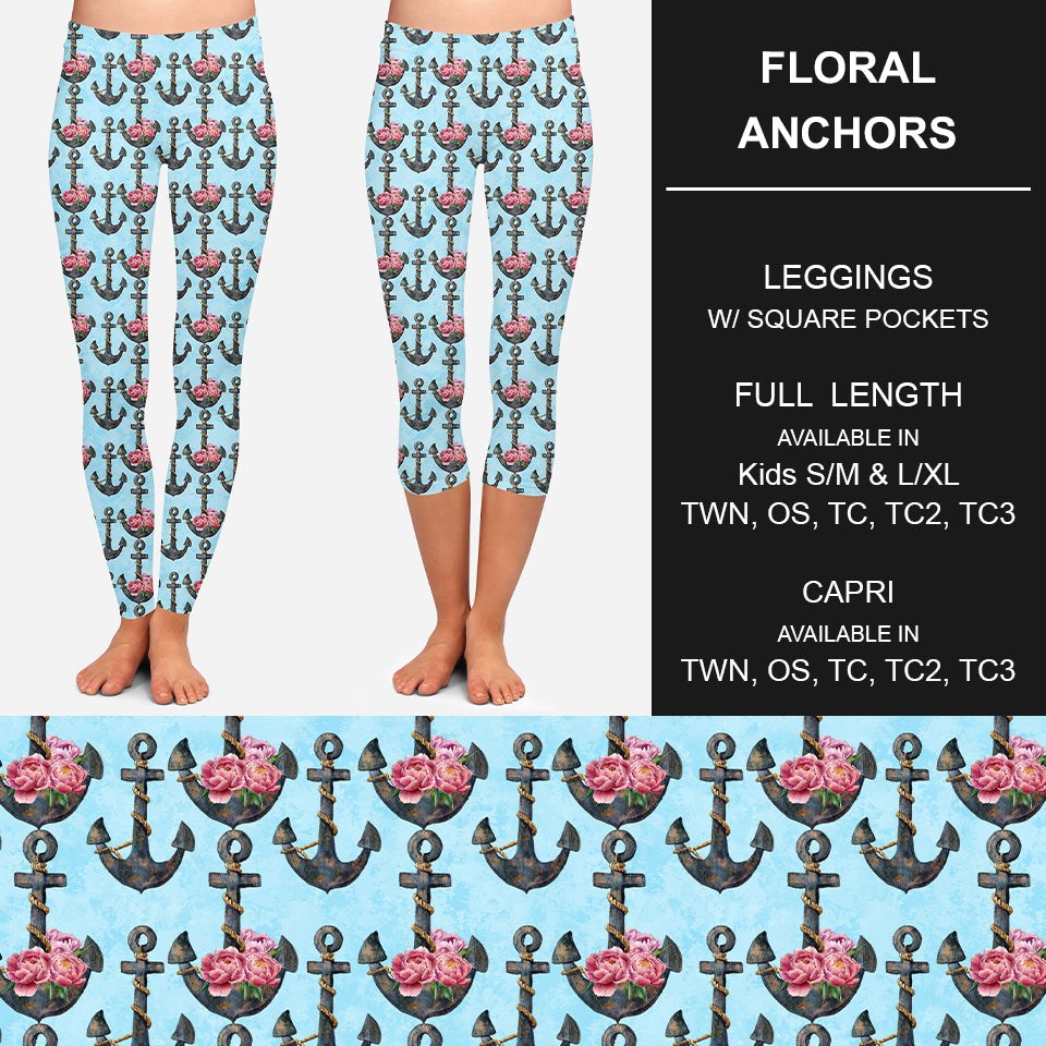 Floral Anchors Leggings with Pockets