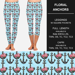 Floral Anchors Leggings with Pockets