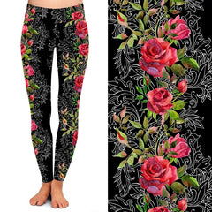 Fancy Roses Side Floral Leggings with Pockets