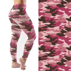 Pink Camo  Leggings with Pocket on Left Side