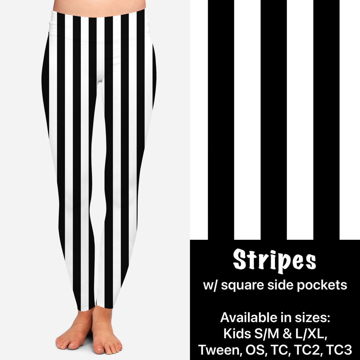 Stripes Leggings with Pockets