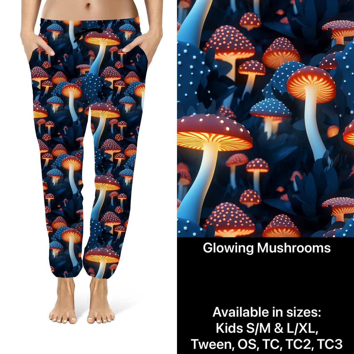 Glowing Mushroom Joggers with Pockets