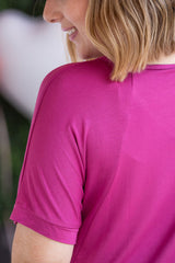 Magenta V Neck Bamboo T-shirt Michelle Mae