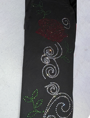 Red Rose Rhinestone Vine Leggings with Side Pockets