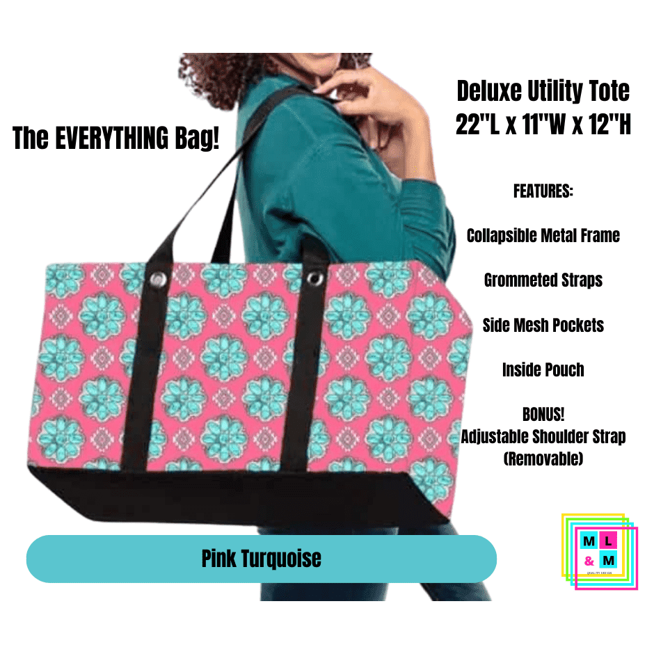 Pink Turquoise Collapsible Tote