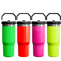 Neon Tumbler with Flip up Straw 30 oz Pink, Red, Yellow, Green