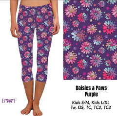 Daisies and Paws purple Leggings and Capris