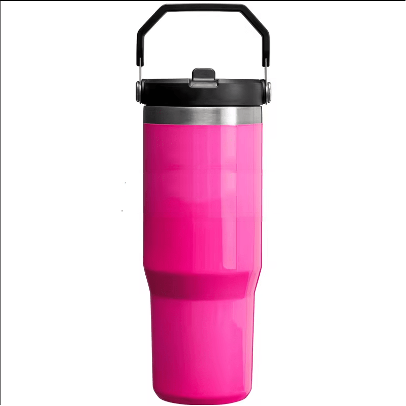 Neon Tumbler with Flip up Straw 30 oz Pink, Red, Yellow, Green