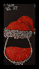 Santa Hat Wine Glass Leggings with Snowflakes & Pockets