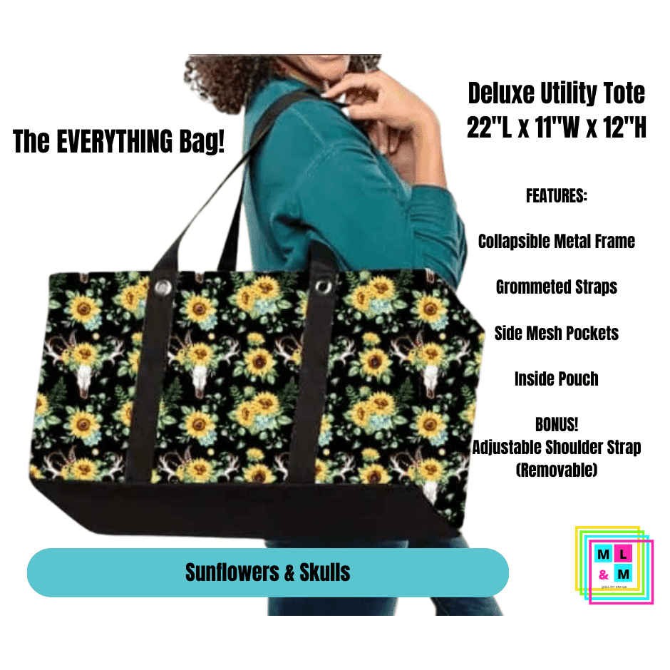 Sunflowers & Skulls Collapsible Tote