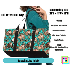 Turquoise Aztec Buffalo Collapsible Tote