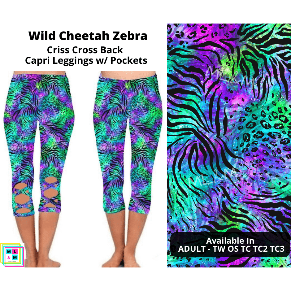 Wild Cheetah Zebra Criss Cross Capri w/ Pockets