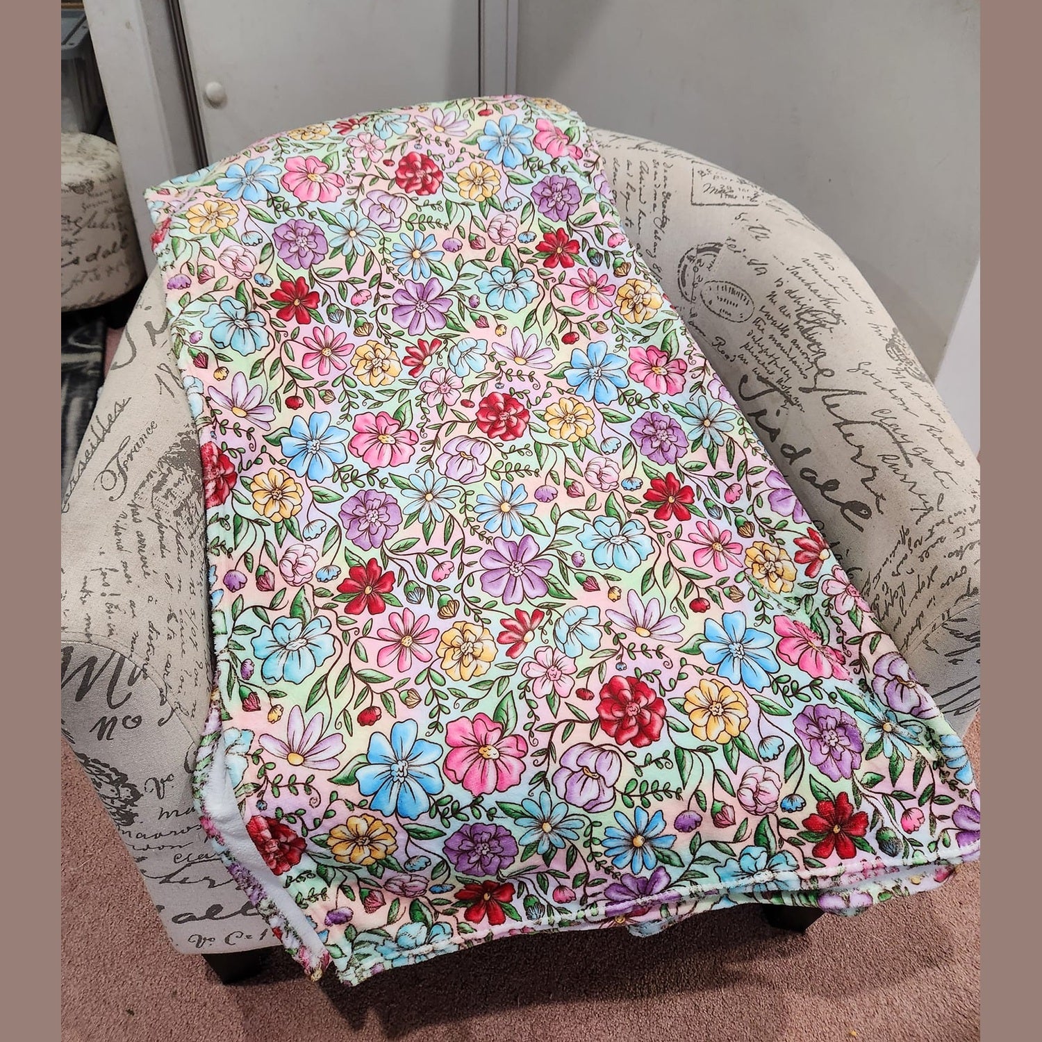 EMBROID BLACK FLORAL- GIANT SHAREABLE THROW BLANKET