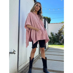 Soft Poncho with Hood - One size In Pink, Rust, or Sage
