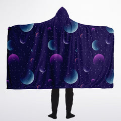 Purple Planet Hooded Blanket Micro Fleece - AOP