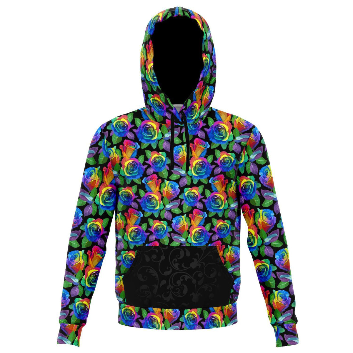 Rainbow Rose Hoodie Fleece or Legging Material
