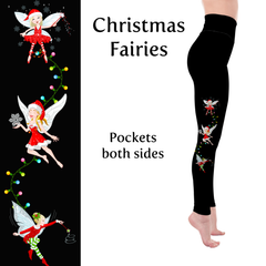 Christmas Fairies Handmade Leggings with Pockets