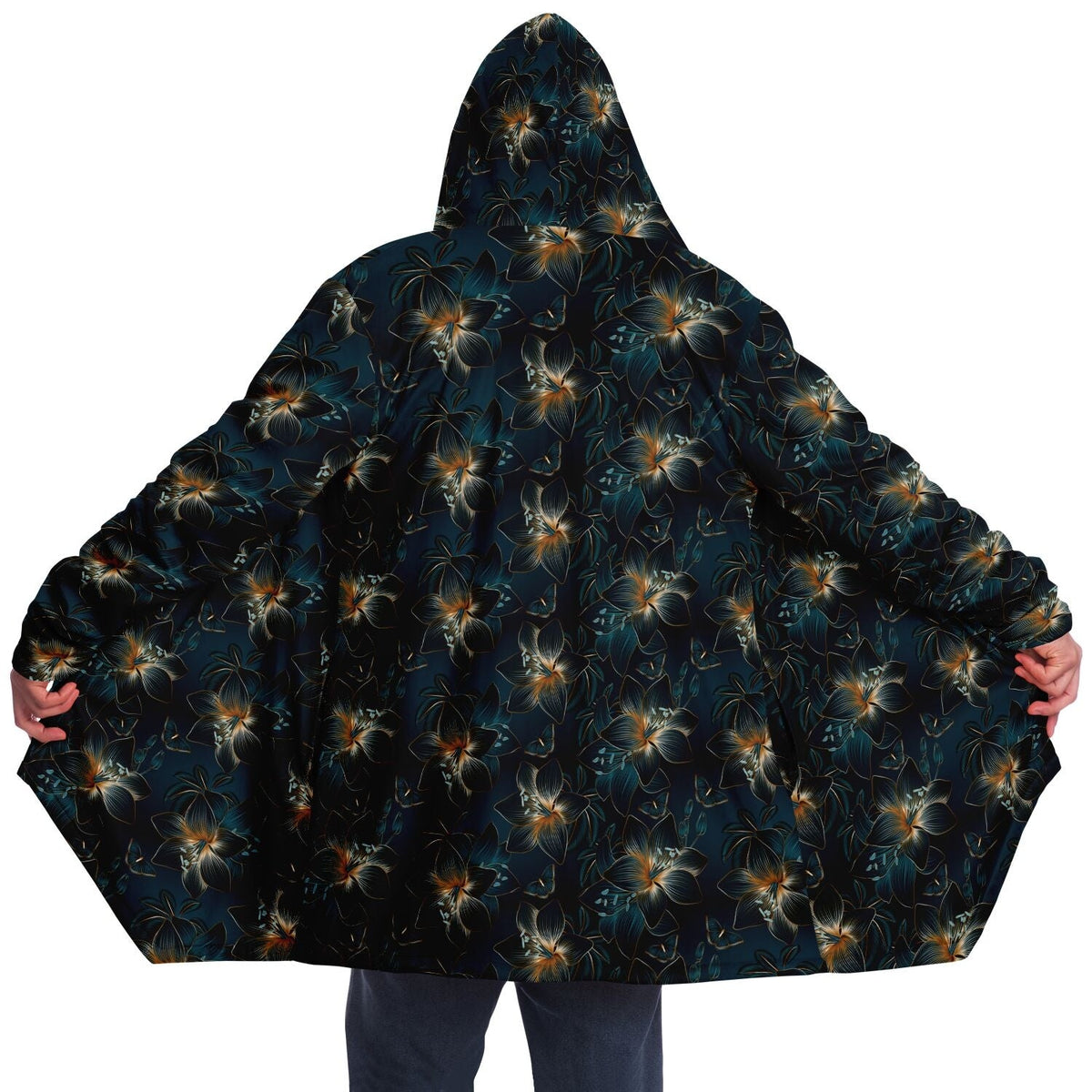 Blue Gold Floral Cloak Custom Sewn