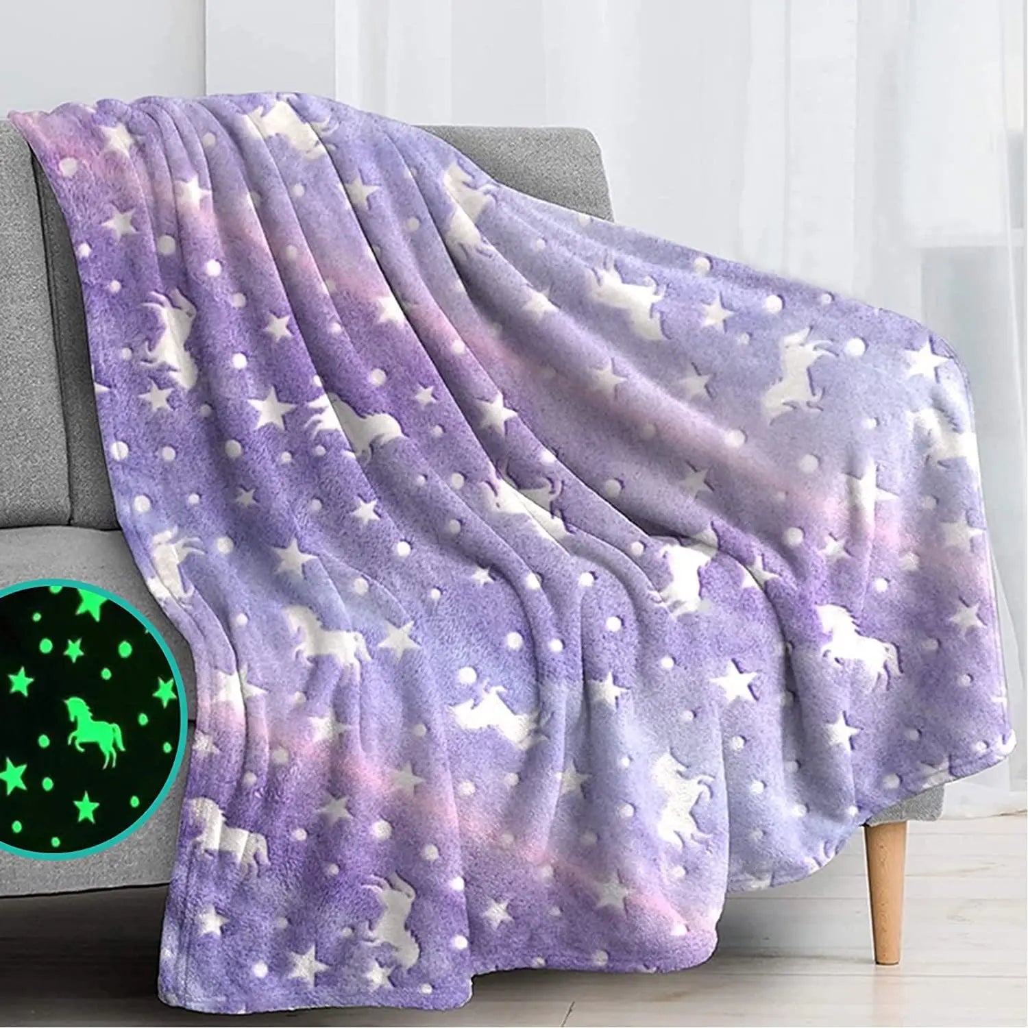 Purple Unicorn Glow Blanket