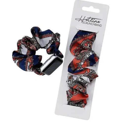 Watch Band - Blue Paisley Scrunch Band -Apple Compatible