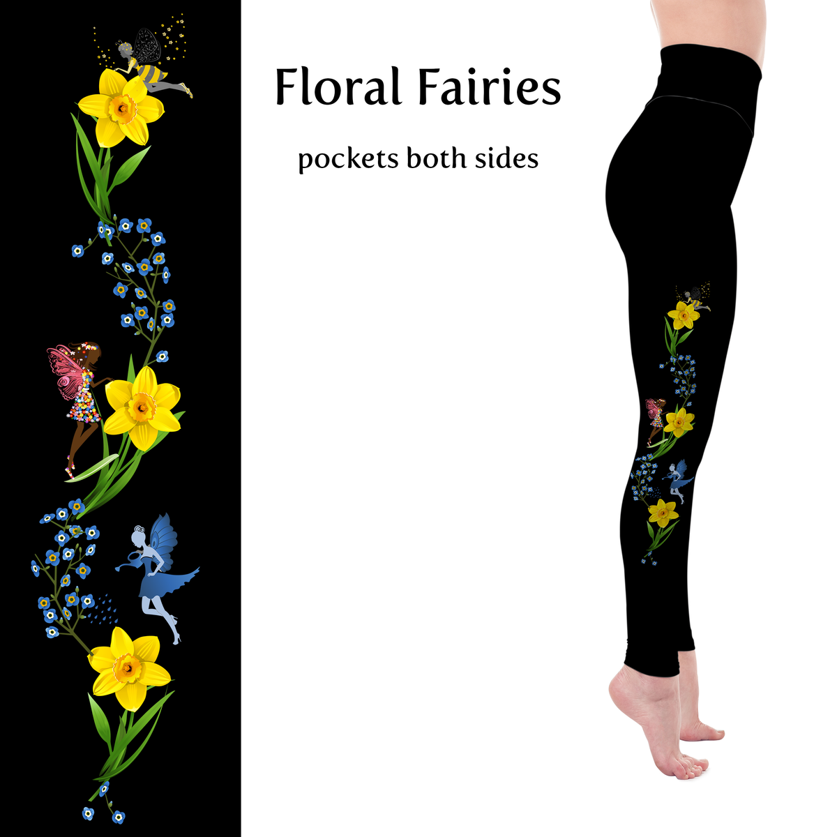 Floral Fairies Handmade Leggings with Pockets