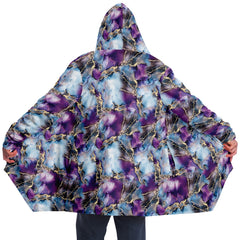 Lavender and Gold Marble Microfleece Cloak - AOP